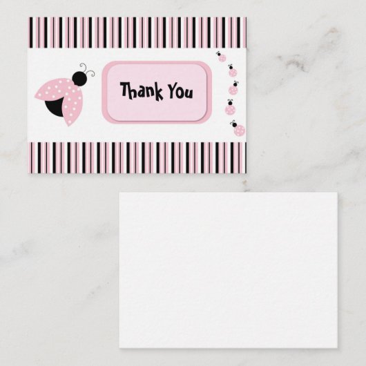 Ladybug in rosa Danke Mitteilungskarte (Vorne/Hinten)