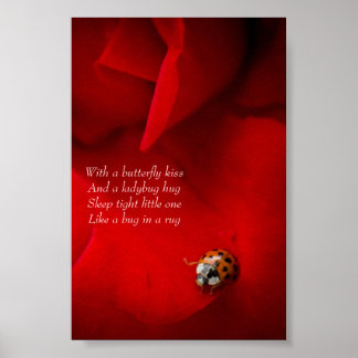 Ladybug in Rote Rose Ladybug umarmt Kinderplakat Poster