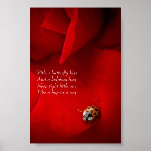 Ladybug in Rote Rose Ladybug umarmt Kinderplakat Poster (Vorne)