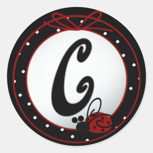 Ladybug Initial C Round Stickers (Vorderseite)