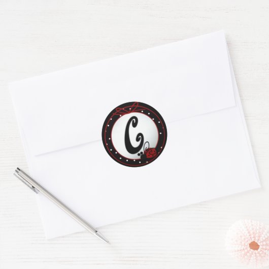 Ladybug Initial C Round Stickers (Umschlag)