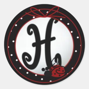 Ladybug Initial H Round Stickers