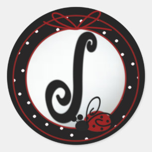 Ladybug Initial J Round Stickers