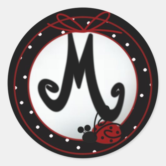 Ladybug Initial M Round Stickers (Vorderseite)