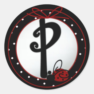 Ladybug Initial P Round Stickers