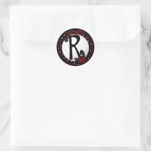 Ladybug Initial R Round Stickers (Tasche)