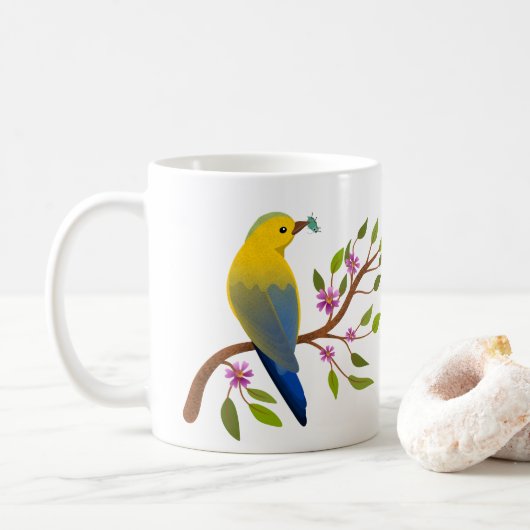 Ladybug-Insekt leckerer, farbiger Vogel mädchenhaf Kaffeetasse (Mit Donut)