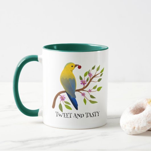 Ladybug-Insekt leckerer, farbiger Vogel mädchenhaf Tasse (Mit Donut)