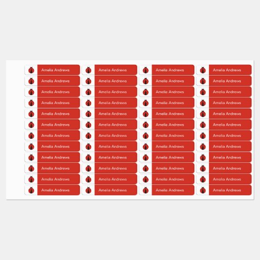 Ladybug Iron Name Labels für Schulcamps Etiketten (Blatt)