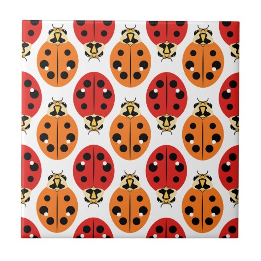 Ladybug Käfer in Orange und Rot Fliese (Vorderseite)