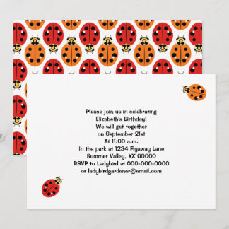 Ladybug Käfer in Orange und Rot Personalisiert Einladung