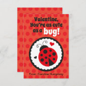 Ladybug-Klasse Valentine-Karten für Kinder Einladung (Vorne/Hinten)