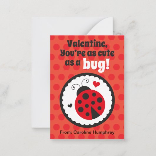 Ladybug-Klassenzimmer Valentine-Karten für Kinder Mitteilungskarte (Vorderseite)