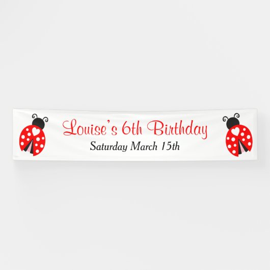 Ladybug Ladybird Birthday Party Banner (Horizontal)