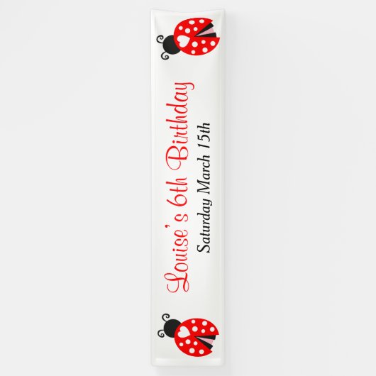 Ladybug Ladybird Birthday Party Banner (Vertikal)