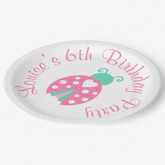 Ladybug Ladybird Birthday Party Pappteller (Schrägansicht)