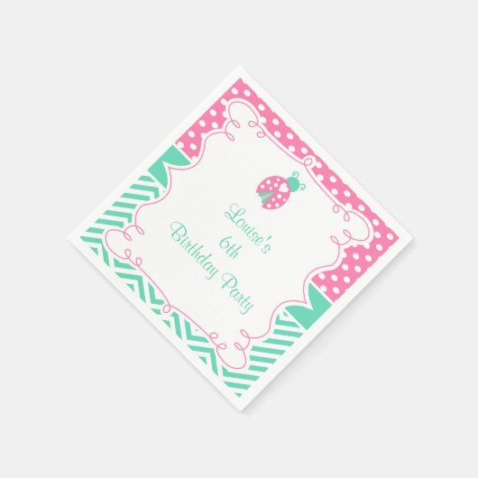 Ladybug Ladybird Birthday Party Serviette (Ecke)