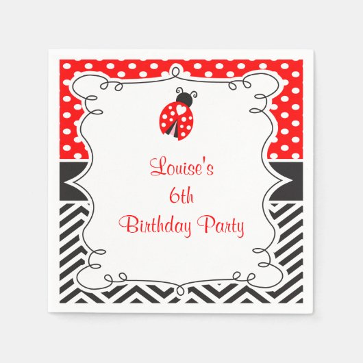 Ladybug Ladybird Birthday Party Serviette (Vorderseite)