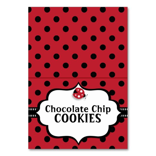 Ladybug - Ladybird - Black and Red Zent Table Card Tischnummer (Vorderseite)