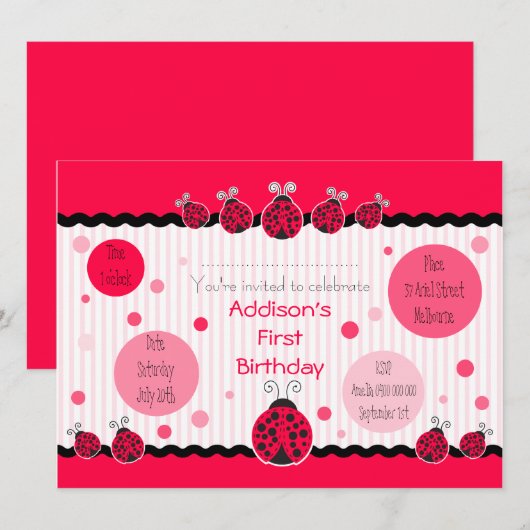 Ladybug Ladybird Einladung (Vorne/Hinten)