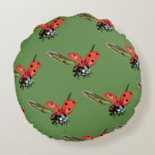 Ladybug, Ladybird Fly Rundes Kissen (Rückseite)