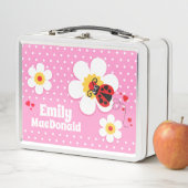 Ladybug ladybird rosa Mädchen benennen Lunchbox (Beispiel)