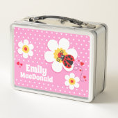 Ladybug ladybird rosa Mädchen benennen Lunchbox (Rückseite)