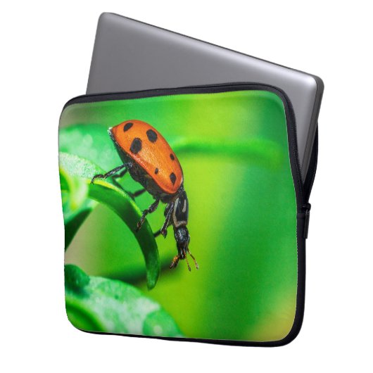 Ladybug Leaf Laptopschutzhülle (Vorderseite Links)