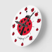 Ladybug Liebe Girly Fun Niedlicher Cartoon Runde Wanduhr (Winkel)