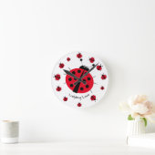 Ladybug Liebe Girly Fun Niedlicher Cartoon Runde Wanduhr (Zuhause)