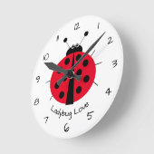 Ladybug Liebe Girly Fun Niedlicher Cartoon Rundsch Runde Wanduhr (Winkel)