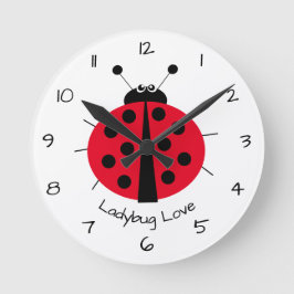 Ladybug Liebe Girly Fun Niedlicher Cartoon Rundsch Runde Wanduhr