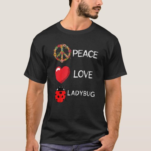 Ladybug Liebe Peace Ladybug Blume Herz Niedlich La T-Shirt (Vorderseite)