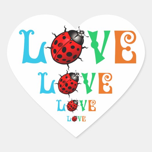 Ladybug Liebe Schönes Naturdesign Herz-Aufkleber (Vorderseite)