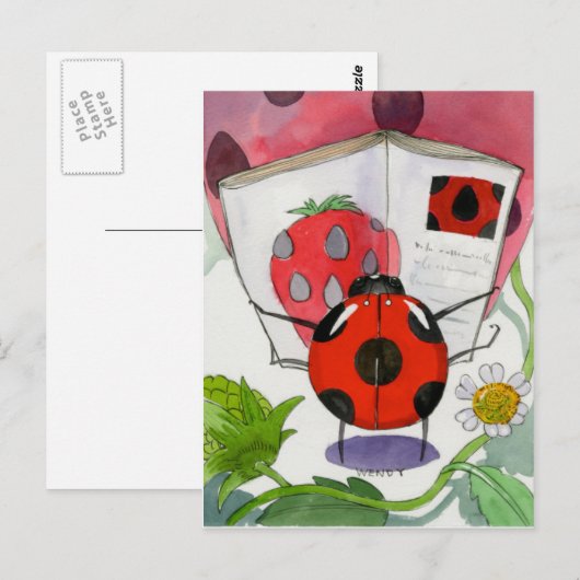 Ladybug Lieben lesen Postkarte (Vorne/Hinten)