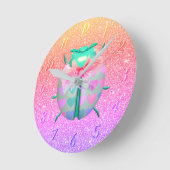 Ladybug liebliche Herzen niedlicher Glitzer Runde Wanduhr (Winkel)