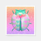 Ladybug liebliche Herzen niedlicher Glitzer Serviette (Vorderseite)