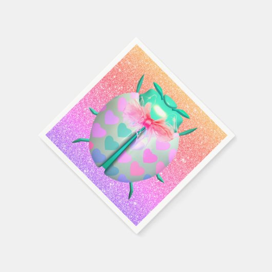 Ladybug liebliche Herzen niedlicher Glitzer Serviette (Ecke)