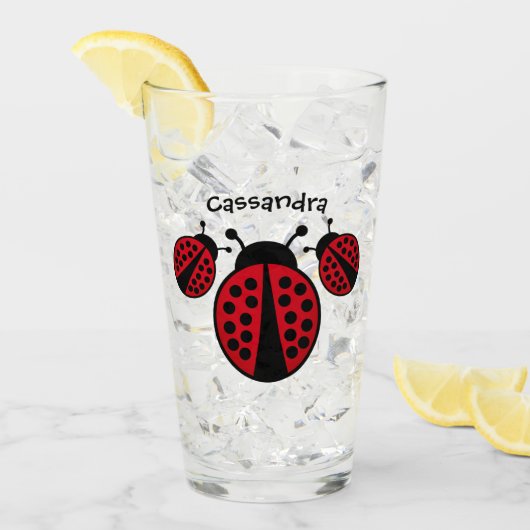 Ladybug liebt Ihren Namen Glas (Vorderseite Ice)