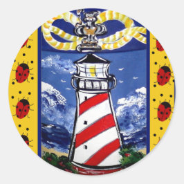 Ladybug Lighthouses Runder Aufkleber