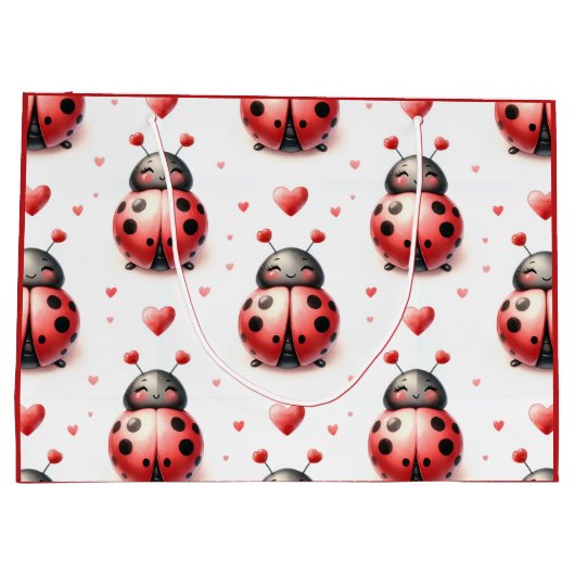 Ladybug Love (personalized) Große Geschenktüte (Rückseite)
