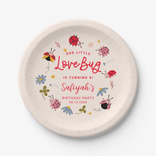 Ladybug Lovebug Summer Birthday Party Pappteller (Vorderseite)