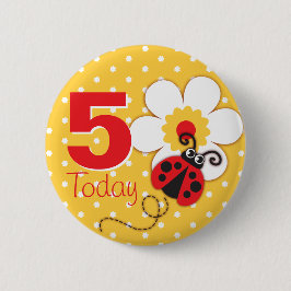 Ladybug Mädchen Geburtstag 5 heute gelbe Taste Button