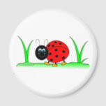 Ladybug Magnet<br><div class="desc">Ein niedlicher Cartoon Ladybug auf einem runden Magneten.</div>