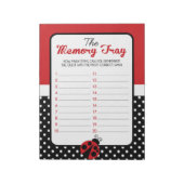 Ladybug Memory Tray Baby Shower Game Pack Notizblock (Rotiert)