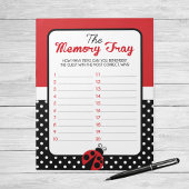Ladybug Memory Tray Baby Shower Game Pack Notizblock