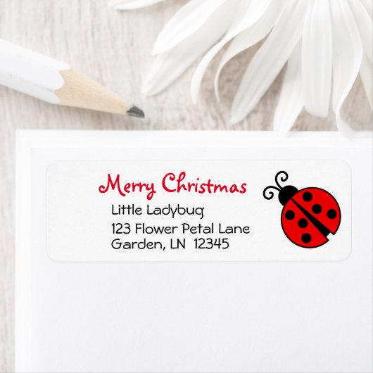 Ladybug Merry Christmas Custom Rücksendeadresse (Insitu)