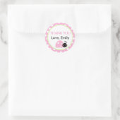 Ladybug Minze Grün Pink Polka Dot Gefallen-Label Runder Aufkleber (Tasche)