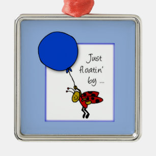 Ladybug mit blauem Ballon, denken Sie an Sie Silbernes Ornament
