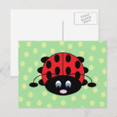 Ladybug mit Blume Postkarte (Vorne/Hinten)